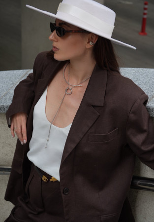 Піджак класичний зі змішаного льону коричневий